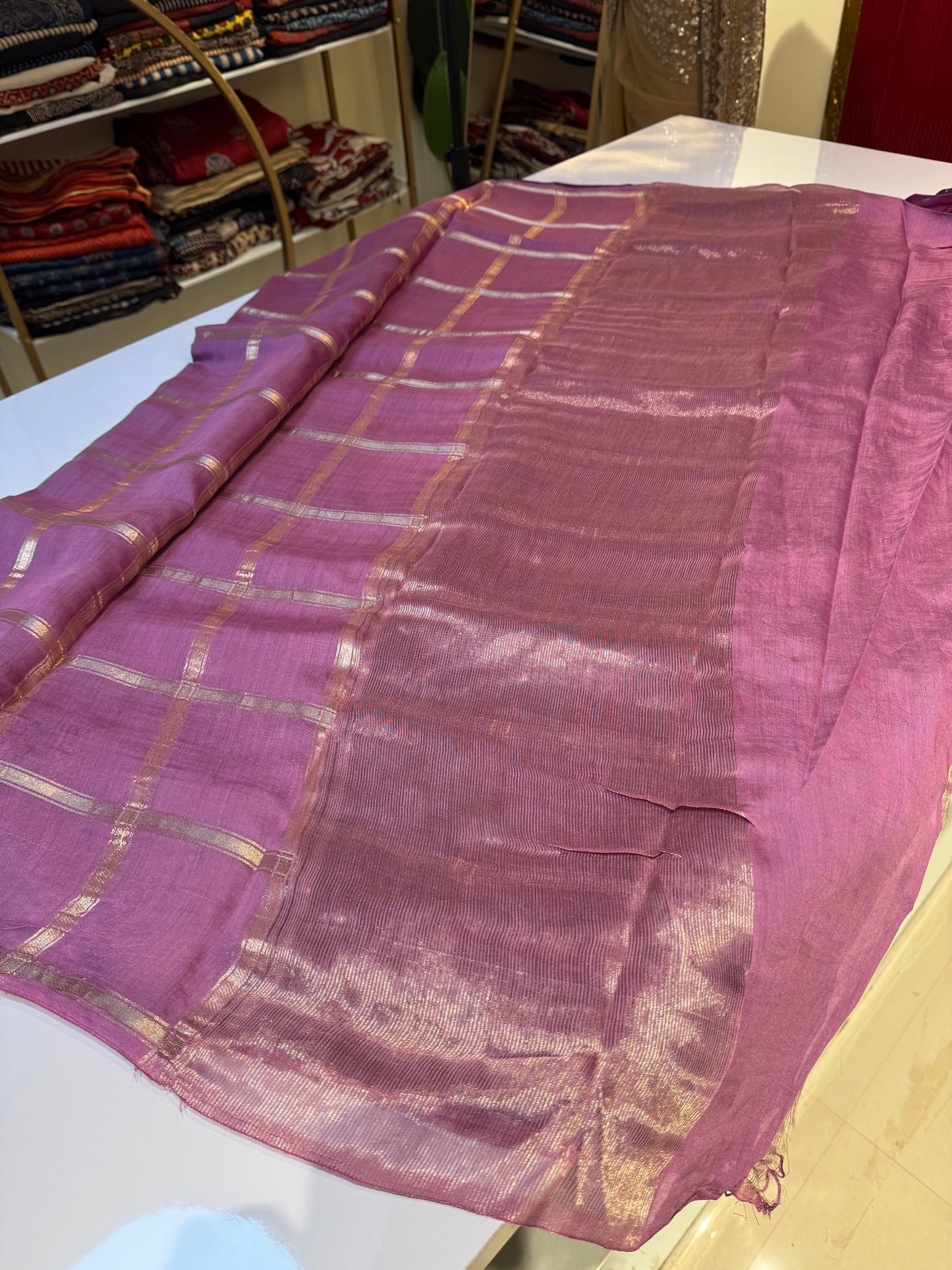 Pink Soft Tussar Saree