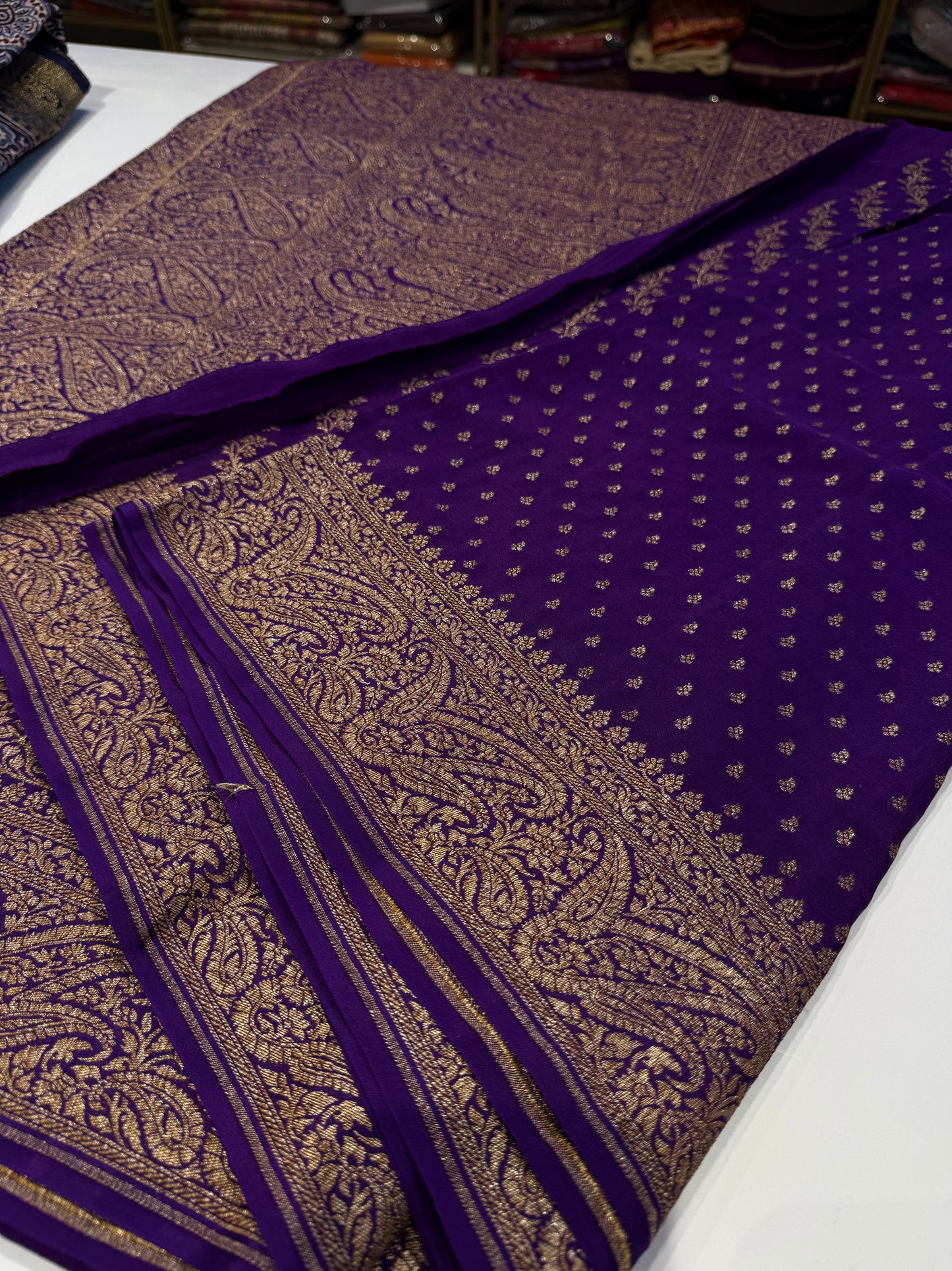 Purple pure crepe Banarasi saree(pure111)