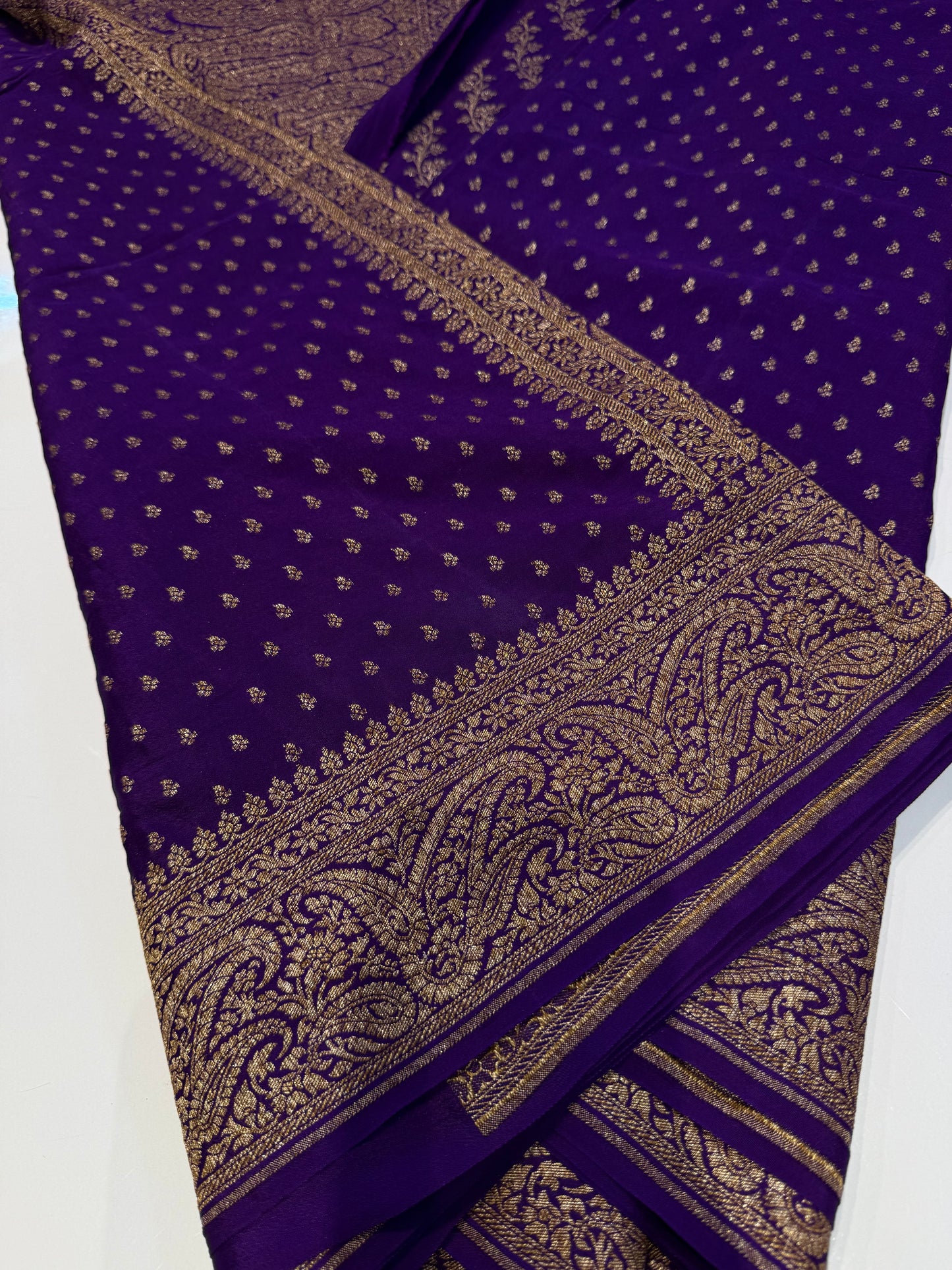 Purple pure crepe Banarasi saree(pure111)