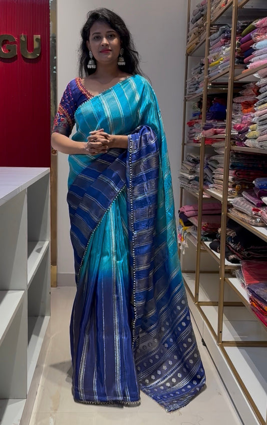 Blue Russian Viscose Saree