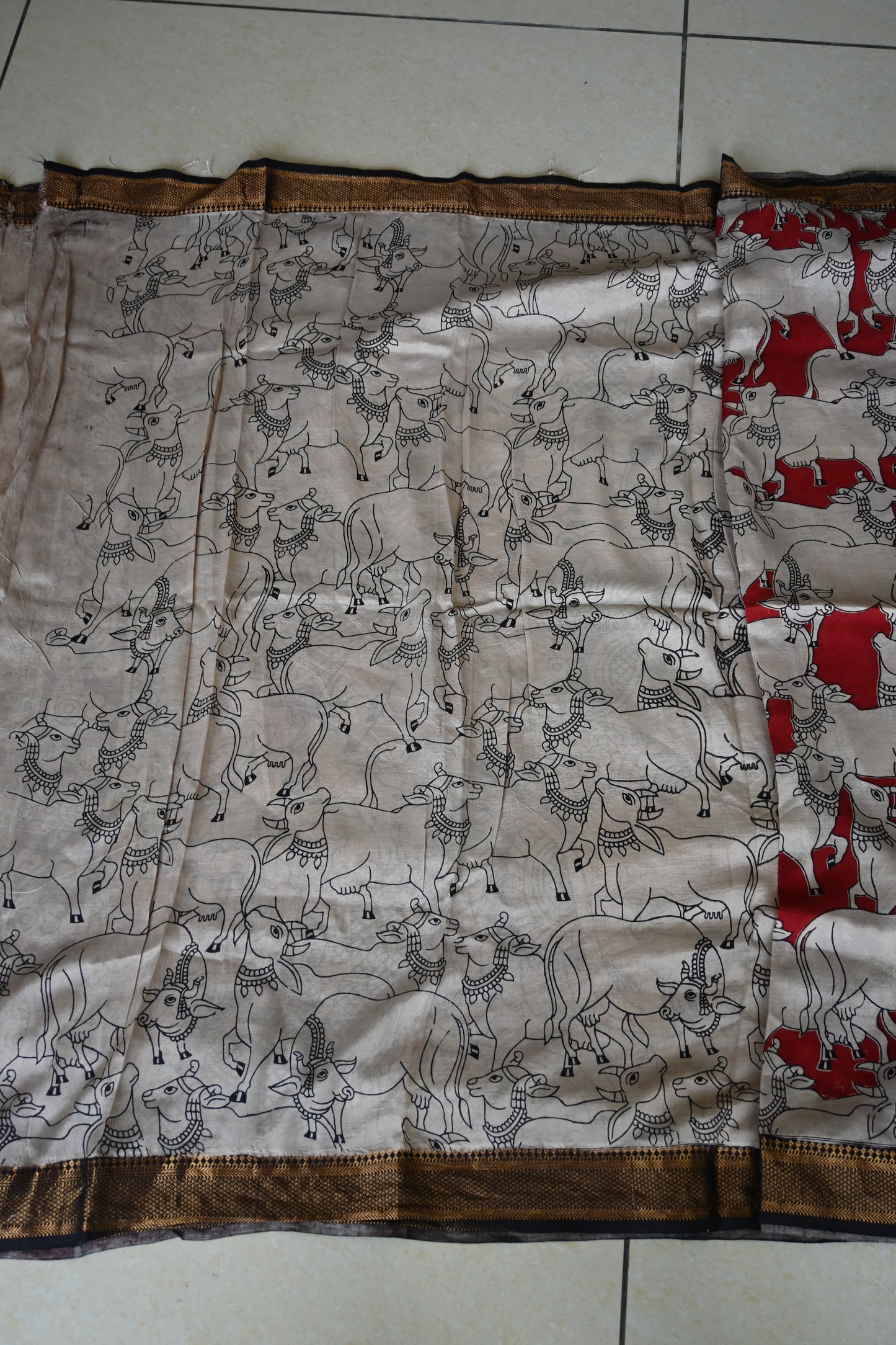 Kalamkari Chennur Silk Saree With Nizam Border