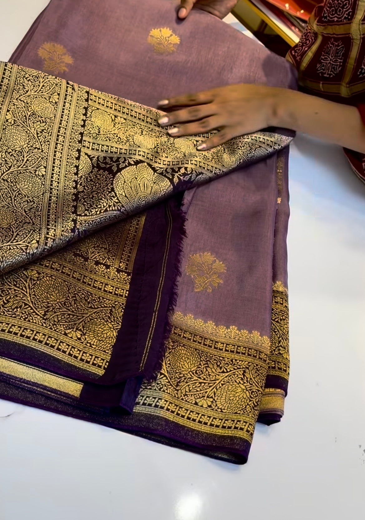 Lilac Banarasi Saree