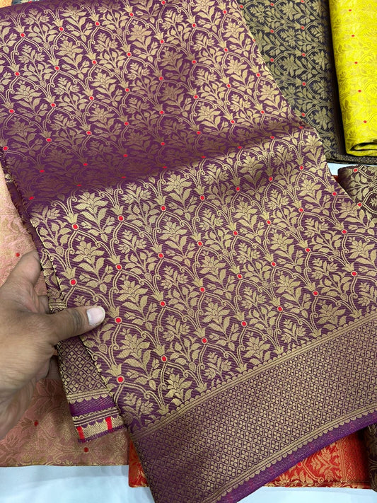Premium brocade crepe Banarasi saree where rich weaving meets effortless drape-luxury that fits your budget.