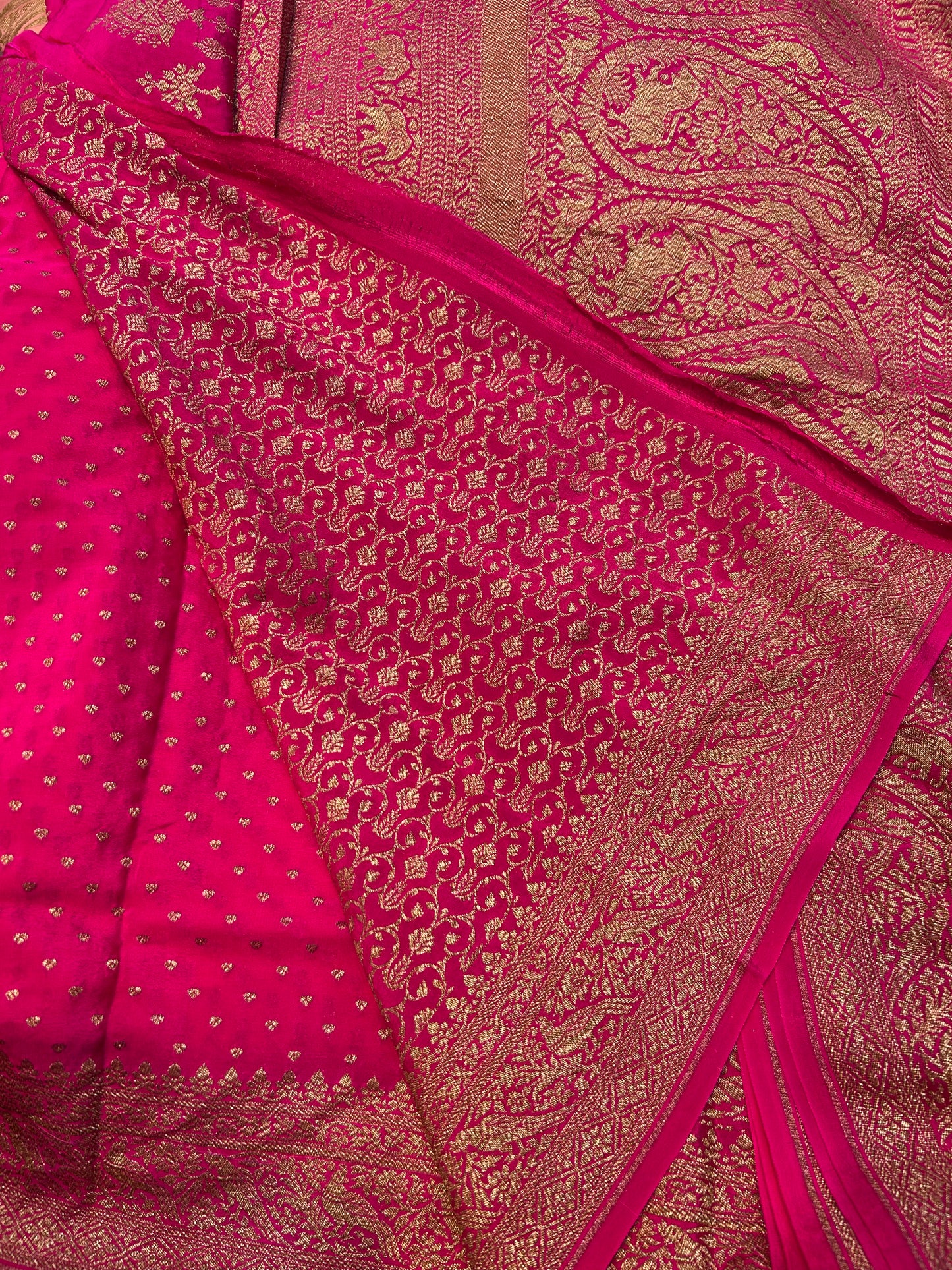 Pink pure crepe Banarasi saree