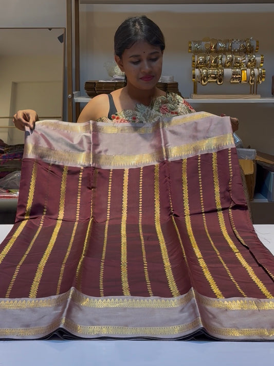 Brown Semi Kanchi Silk Saree