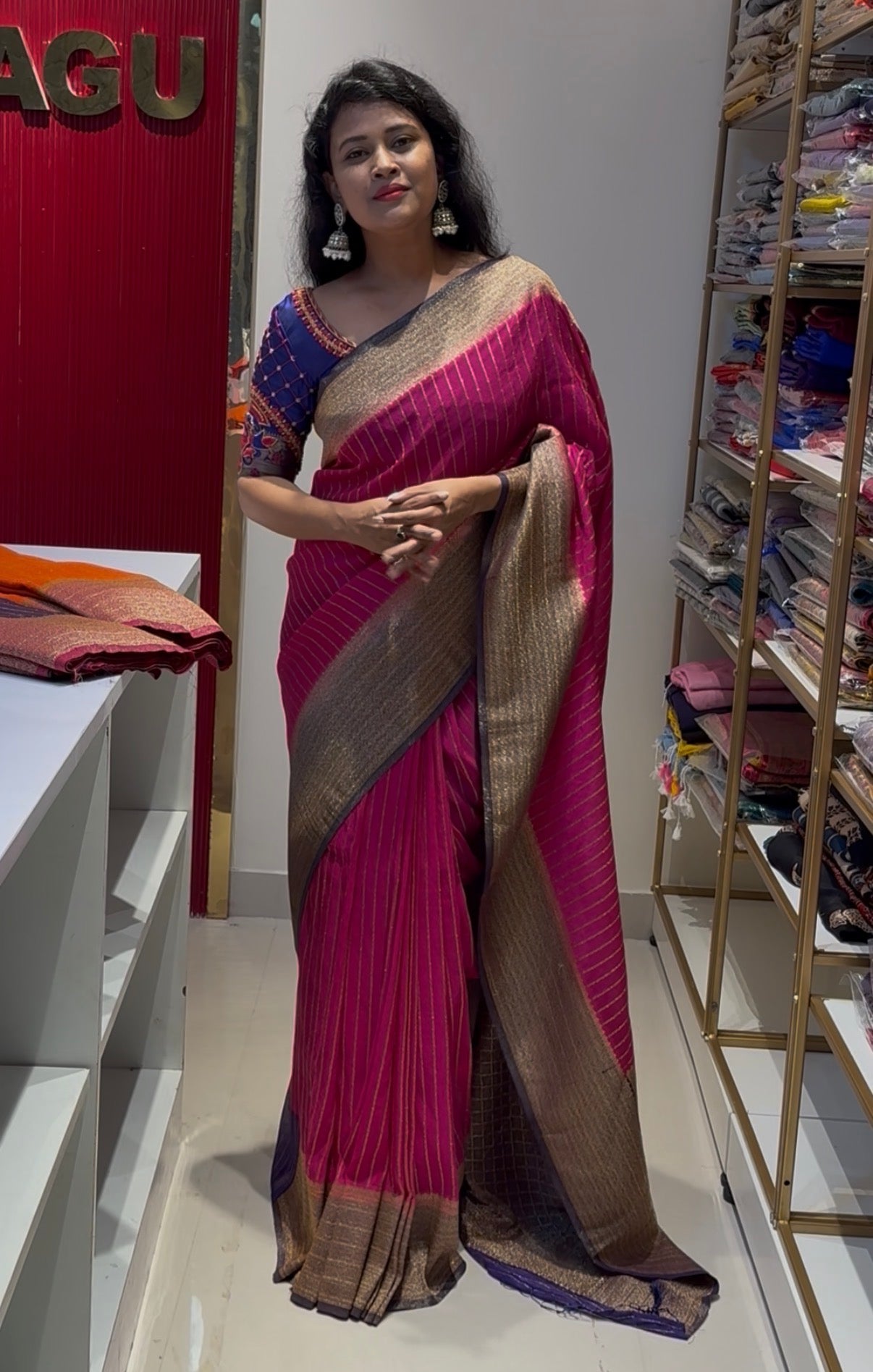 Premium Stripes Georgette Saree