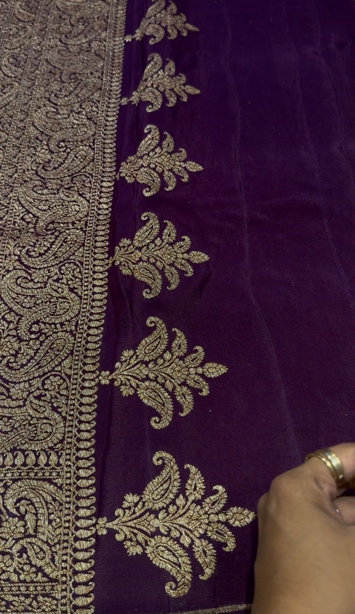 Brown pure crepe Banarasi saree(pure113)