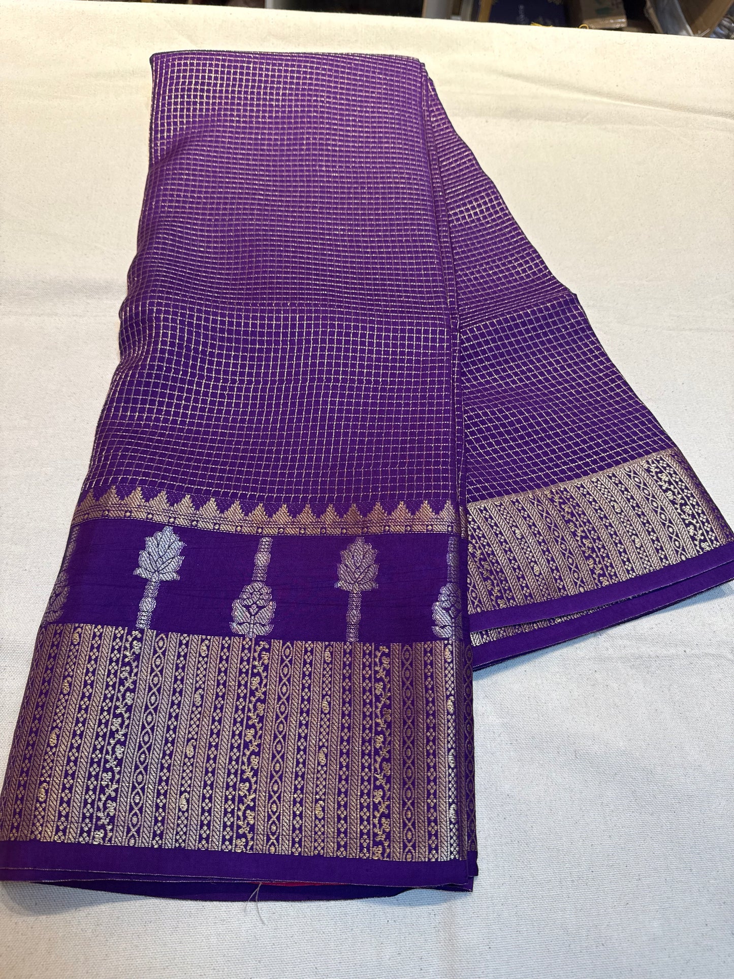 Purple with pink viscose georgette saree