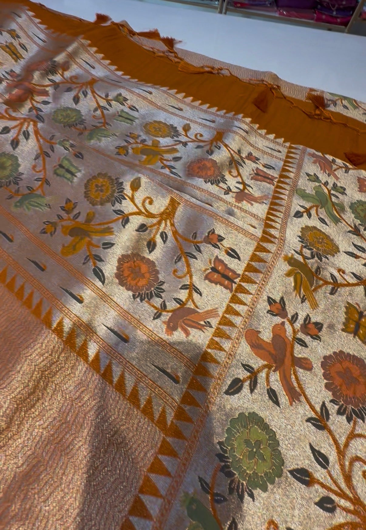 Mustard yellow Kushi Ravi inspired Banarasi pattu saree with paithani border