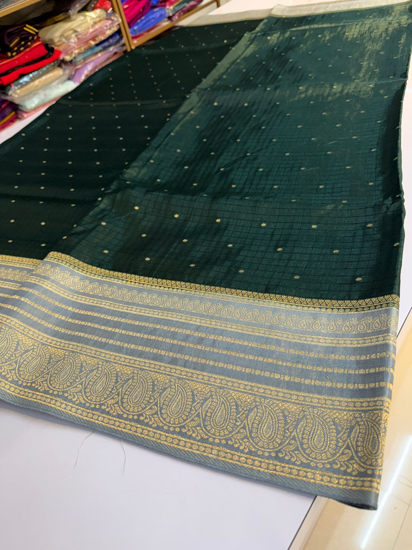 Bottle Green raw mango silk Saree (SSV01)