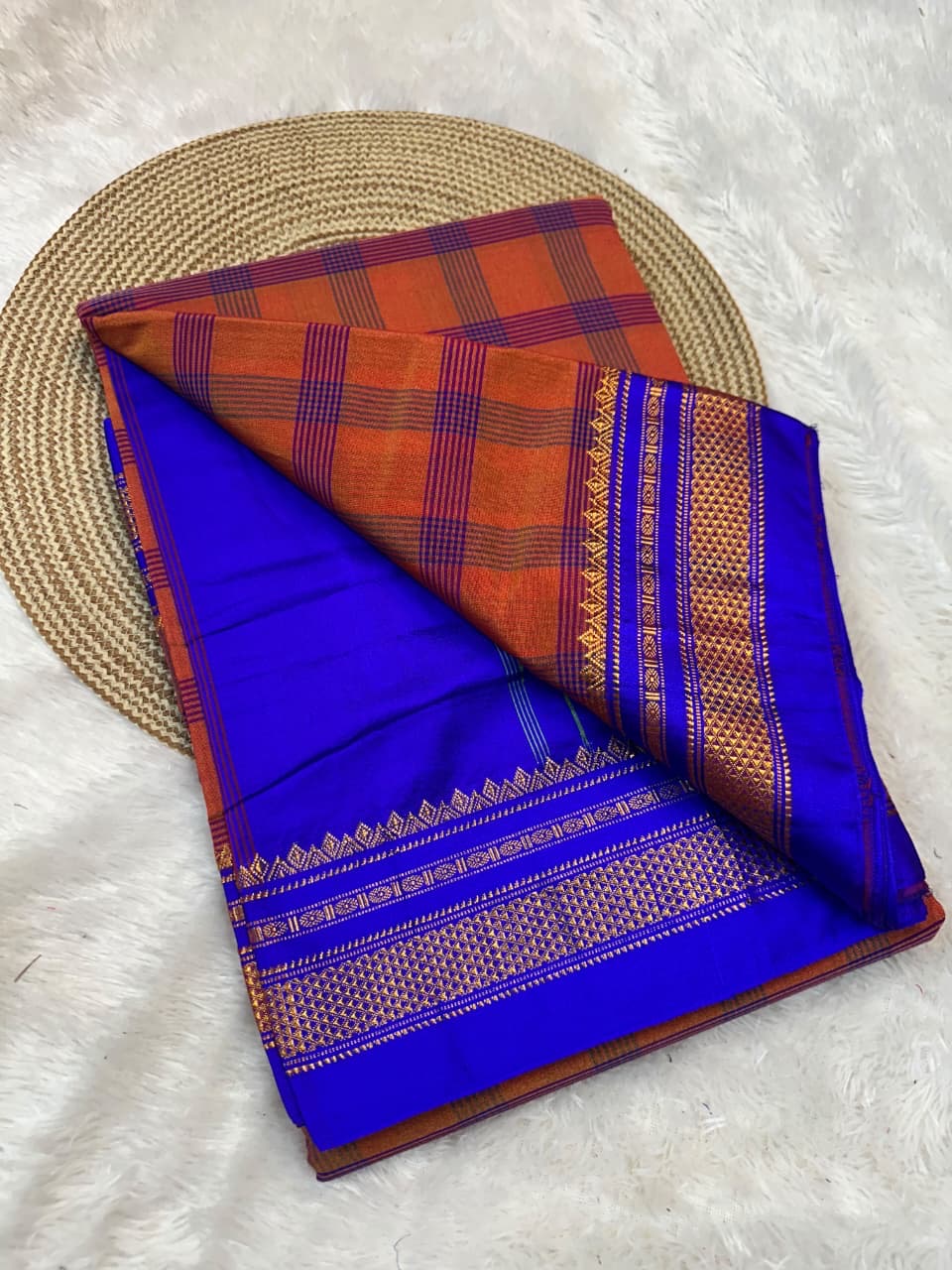Traditional pure cotton and pure silk pallu saree