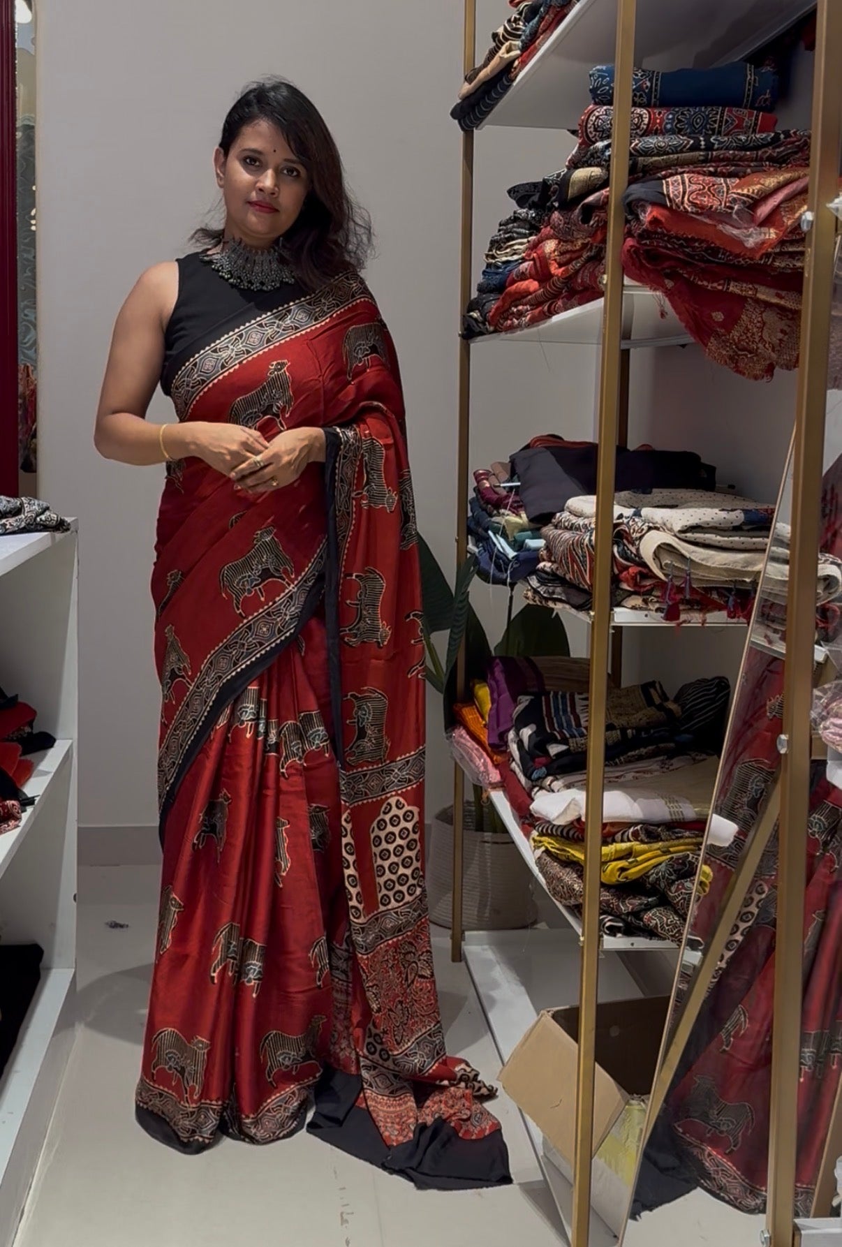 Red Pichwali pure modal silk saree