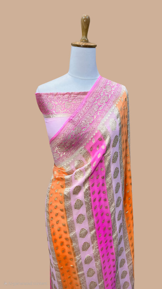 Pure khaddi georgette rankart banarasi saree