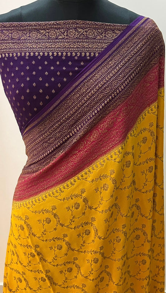 3D Jal Pure khaddi georgette rankart banarasi saree