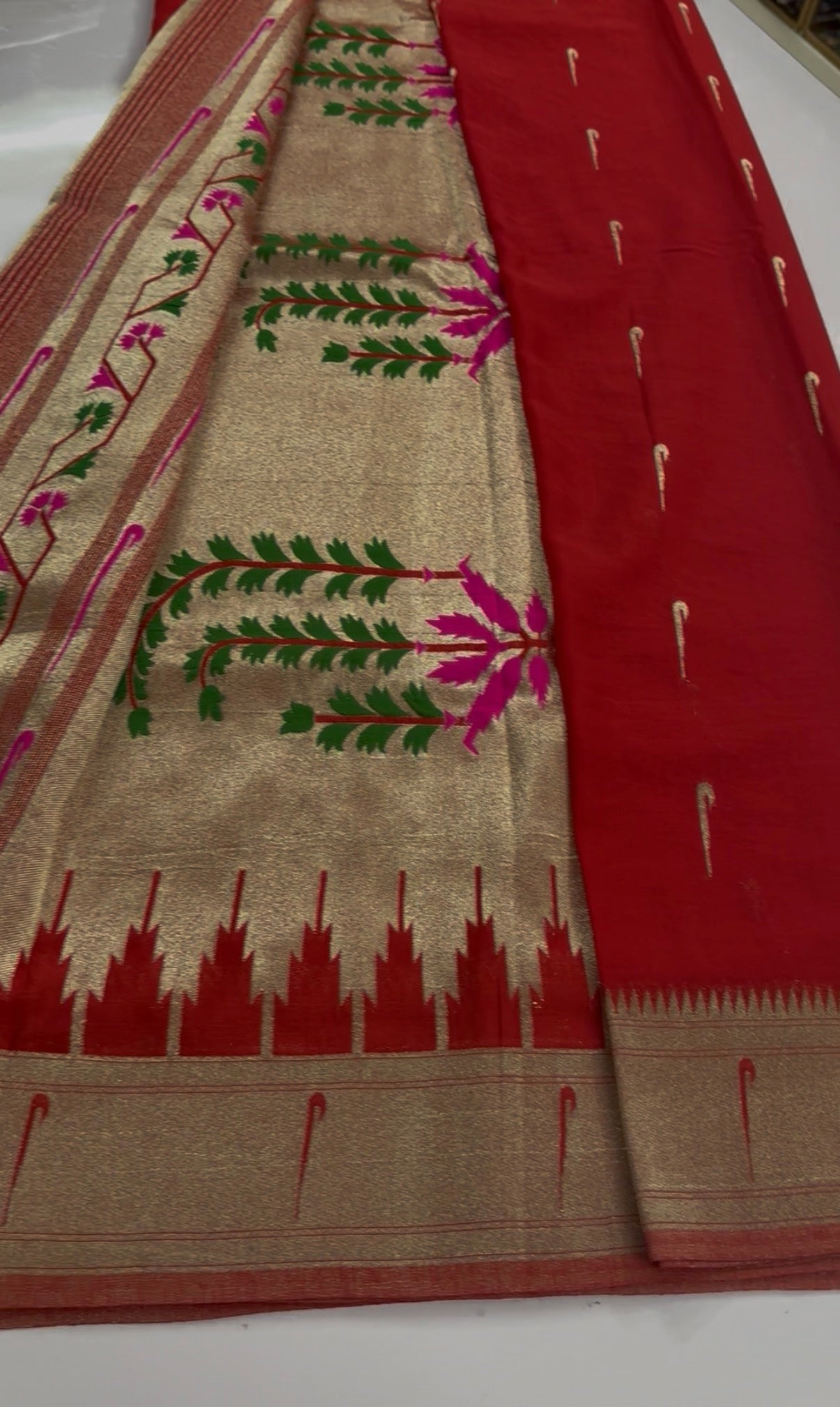 Red Soft georgette paithani saree(paithani03)