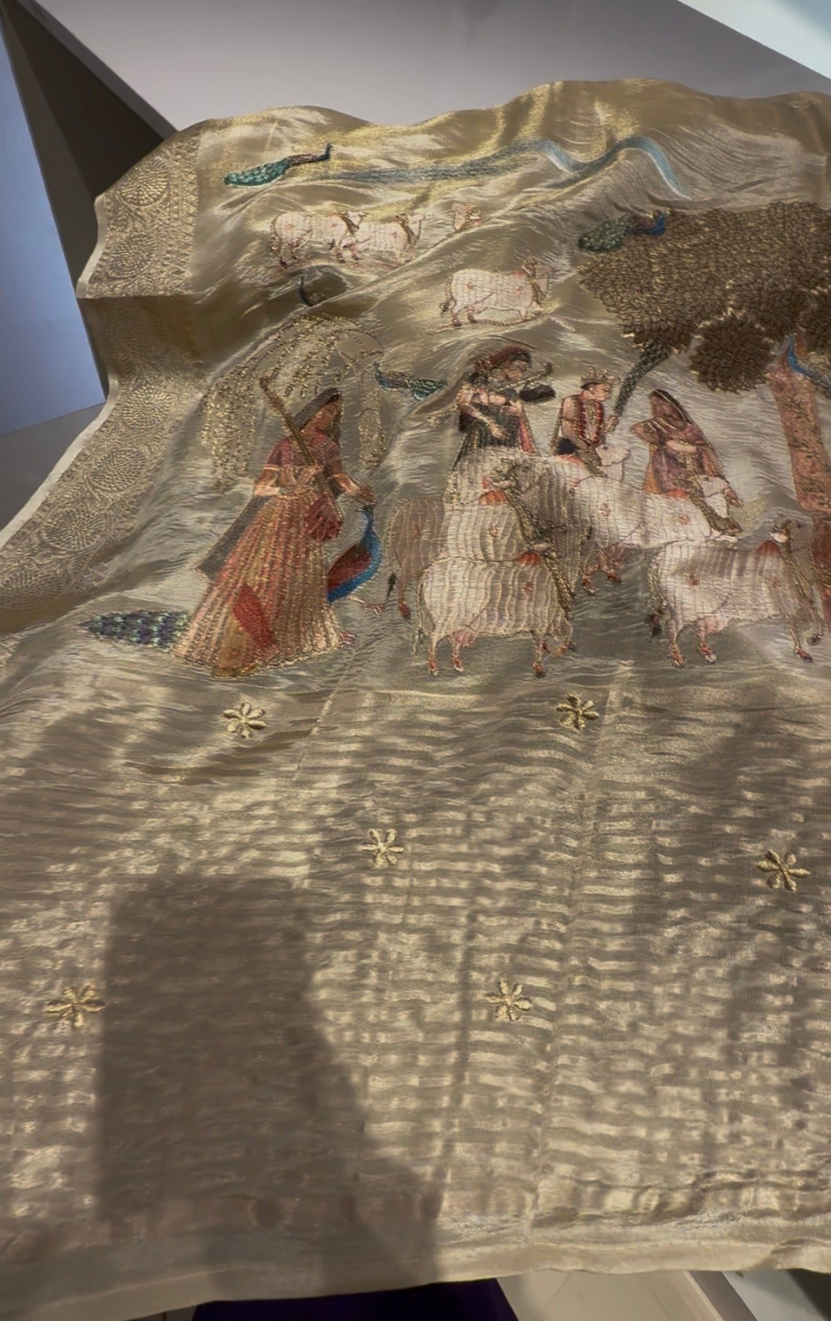 Ivory shade soft tissue silk saree(Tissue91)