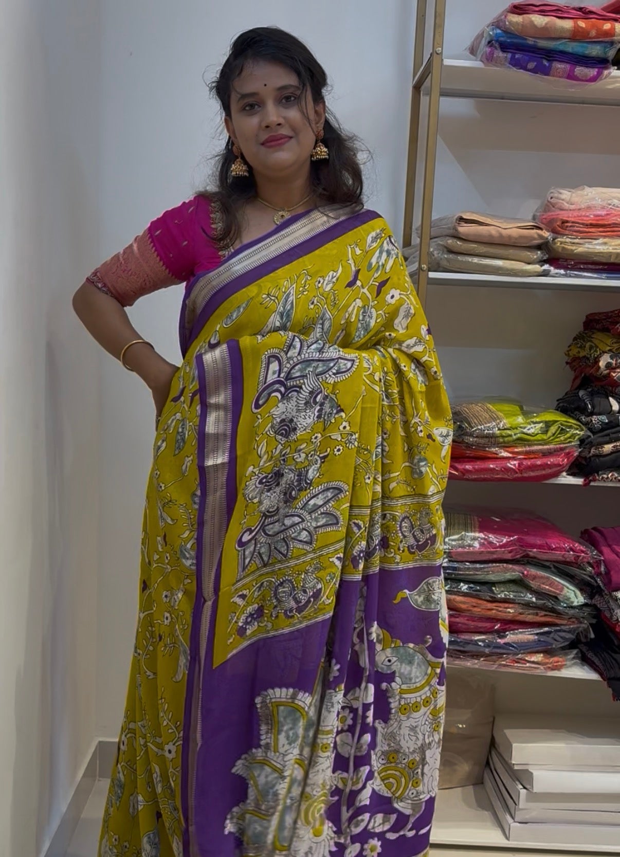 Premium chiffon Kalamkari saree (SL001)