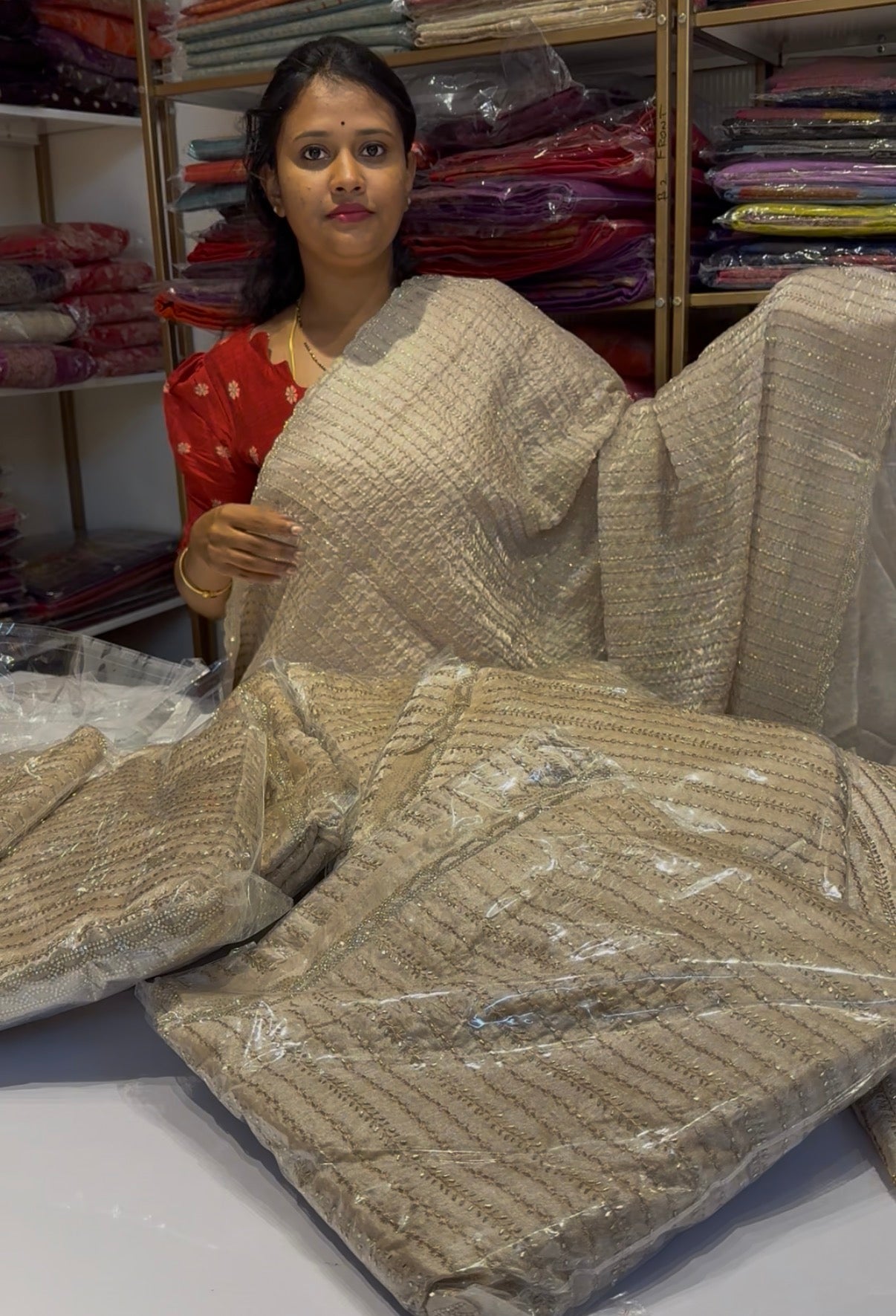 Ivory Party wear fancy saree (SBSG12)