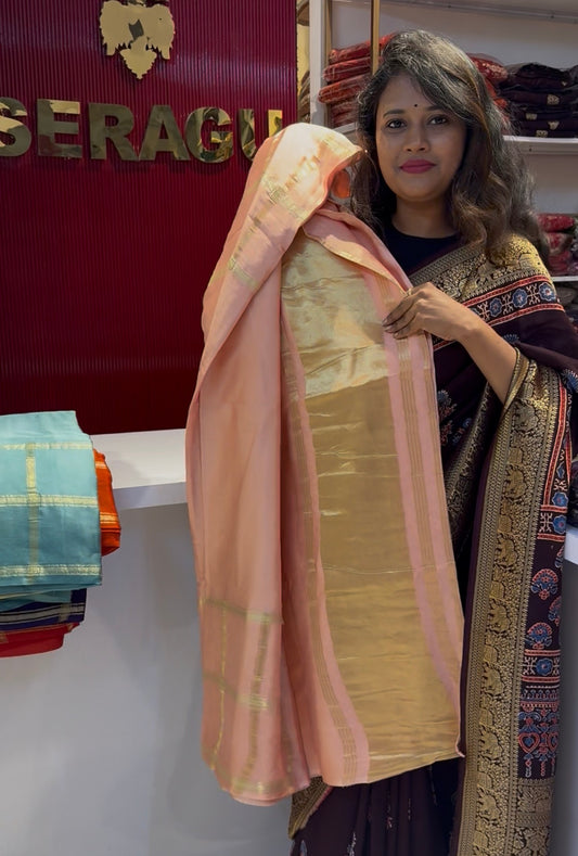Peach modal silk saree (modalzari)
