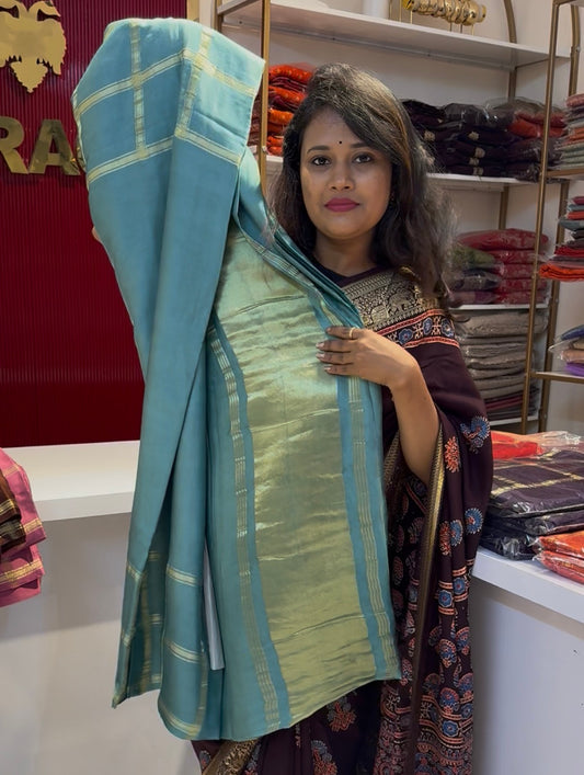 Blue pink modal silk saree (modalzari)
