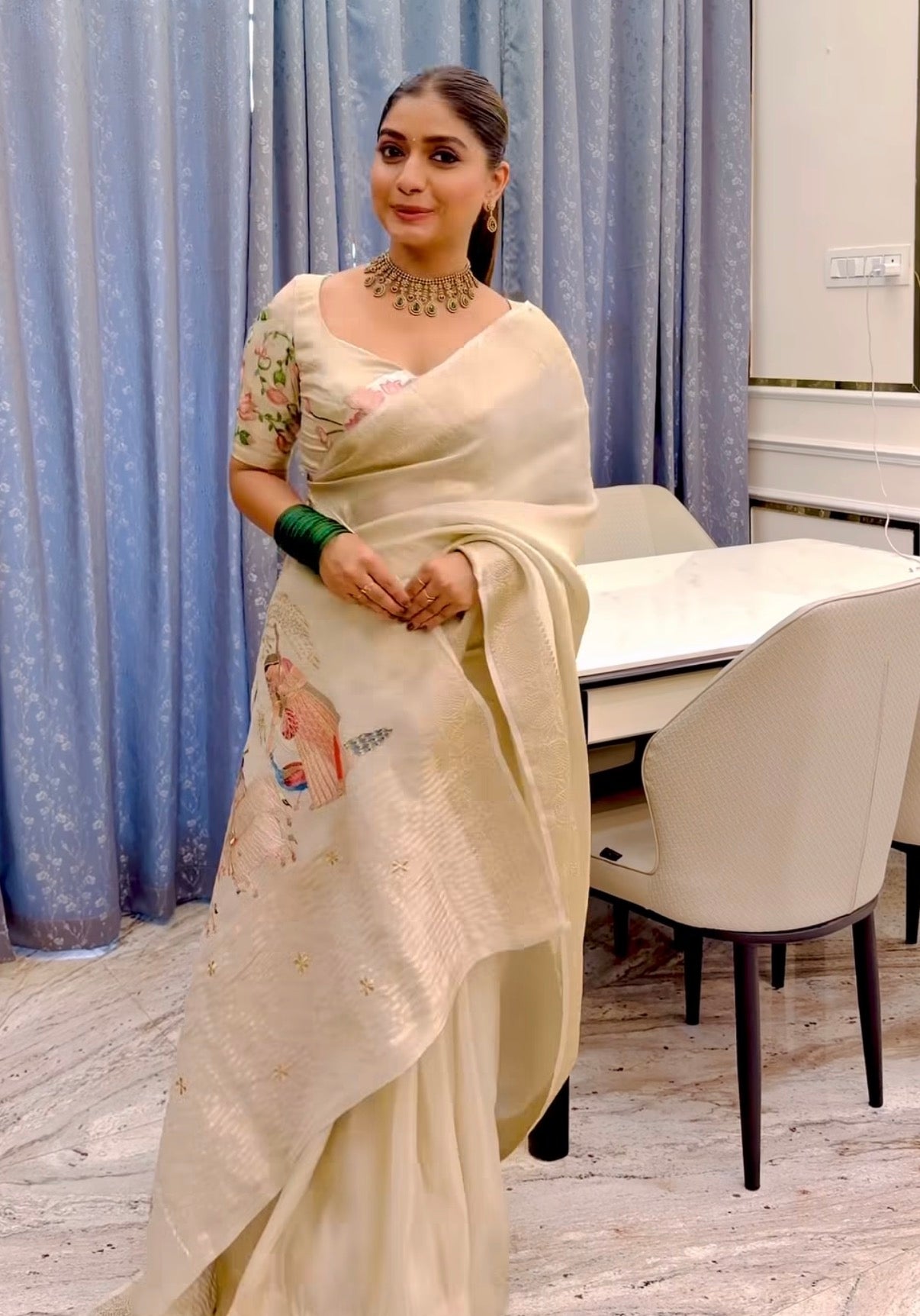 Ivory shade soft tissue silk saree(Tissue91)