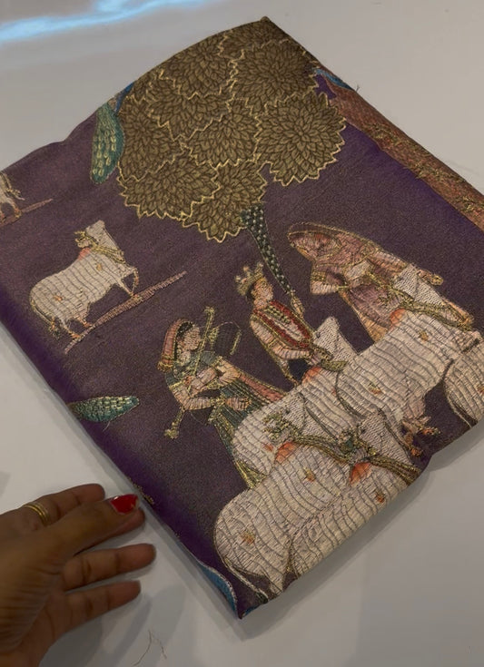Lavender shade soft tissue silk saree