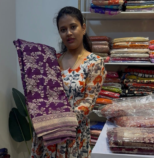 Purple Georgette Saree