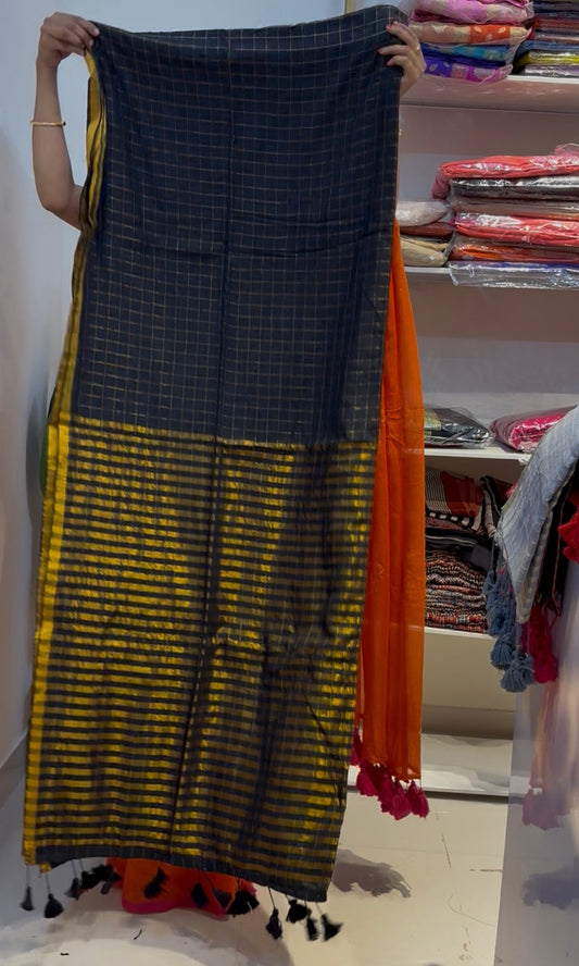 (Pre order)Pure cotton zari checks saree(Cotton11)