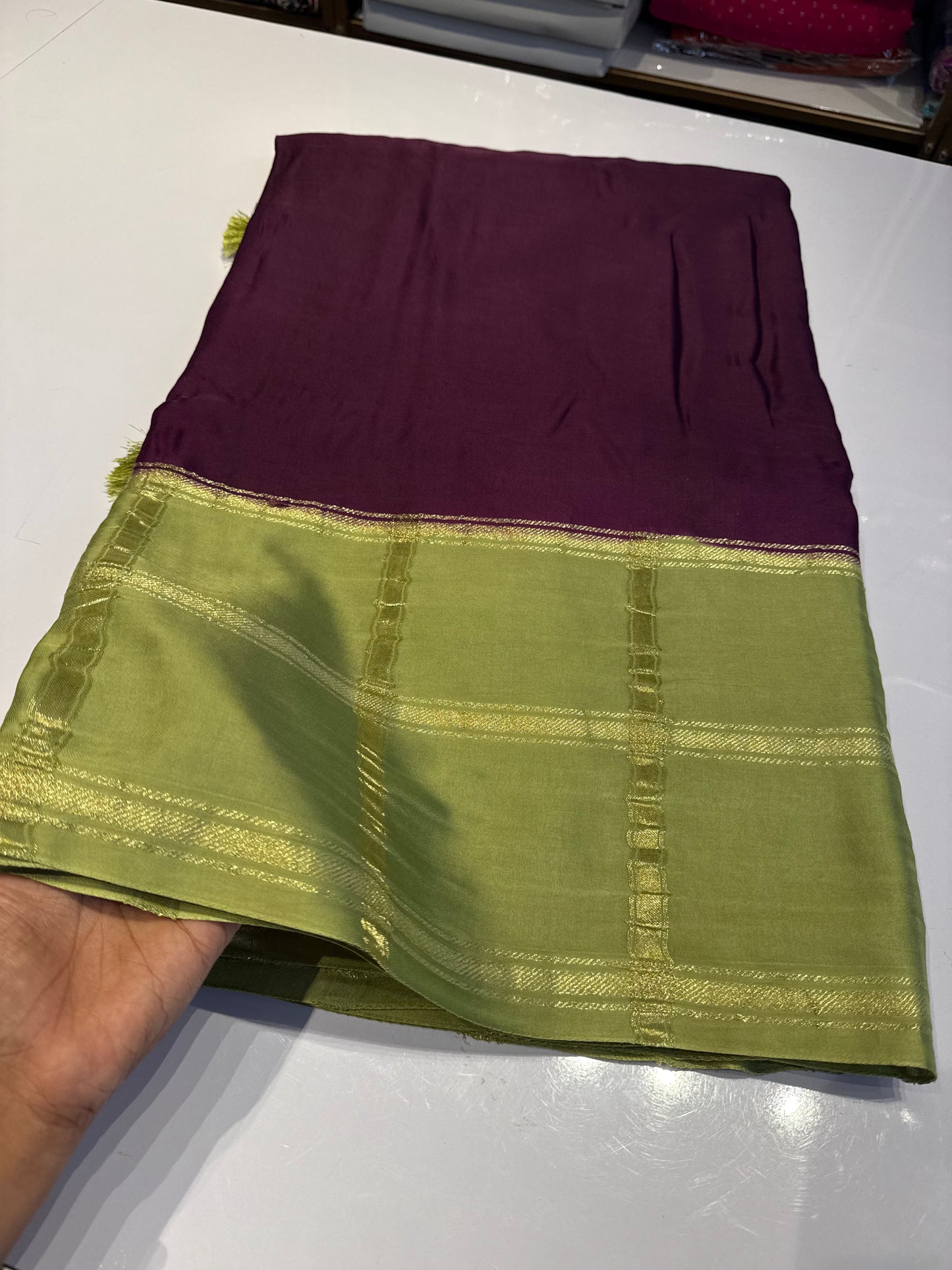 Wine with pista green Pure modal silk saree