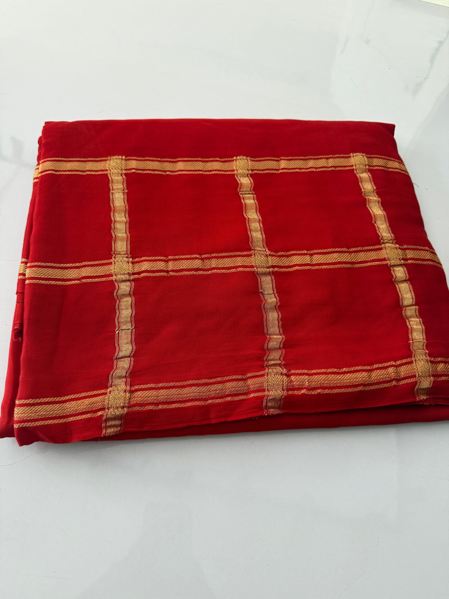 Red Pure modal silk saree (modalzari)