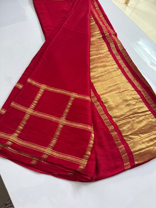 Hot pink modal silk saree (modalzari)