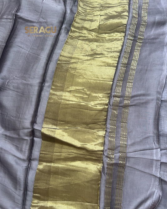 Pure plain modal silk saree with lagadi pallu