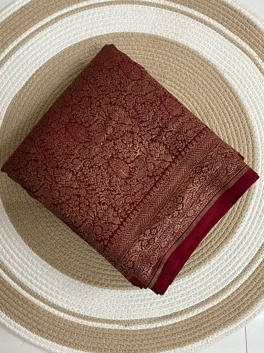 PURE BROCADE Khaddi Crepe Chiffon Handloom Banarasi Saree