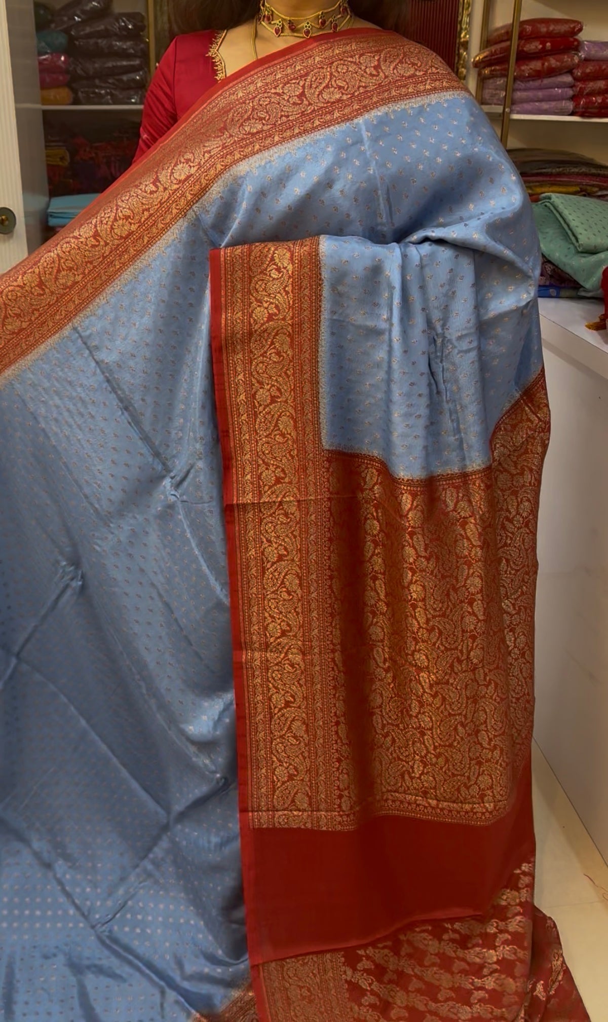 Pure Crepe chiffon konia design banarasi saree