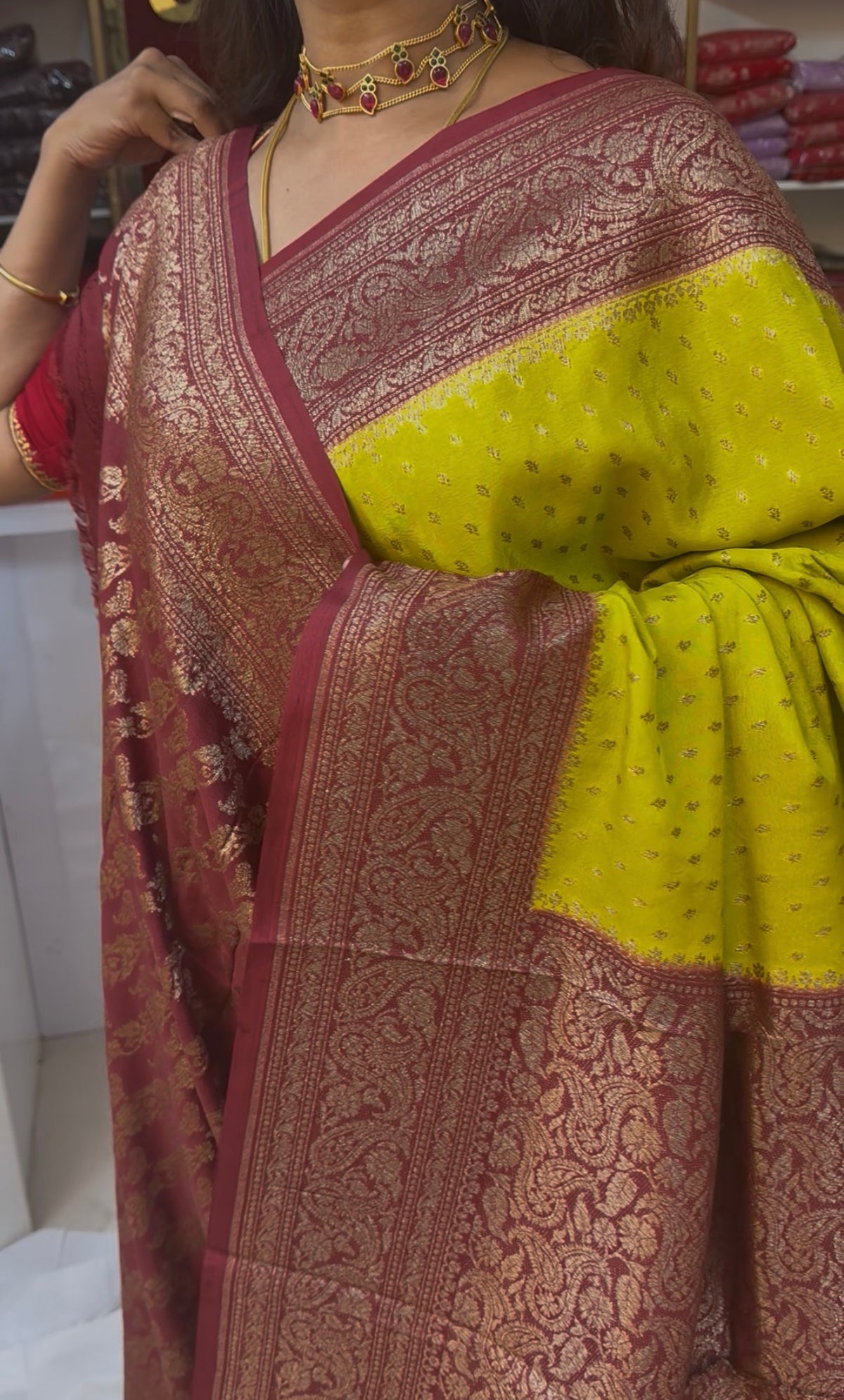 Pure Crepe chiffon konia design banarasi saree (SBSGCC45)