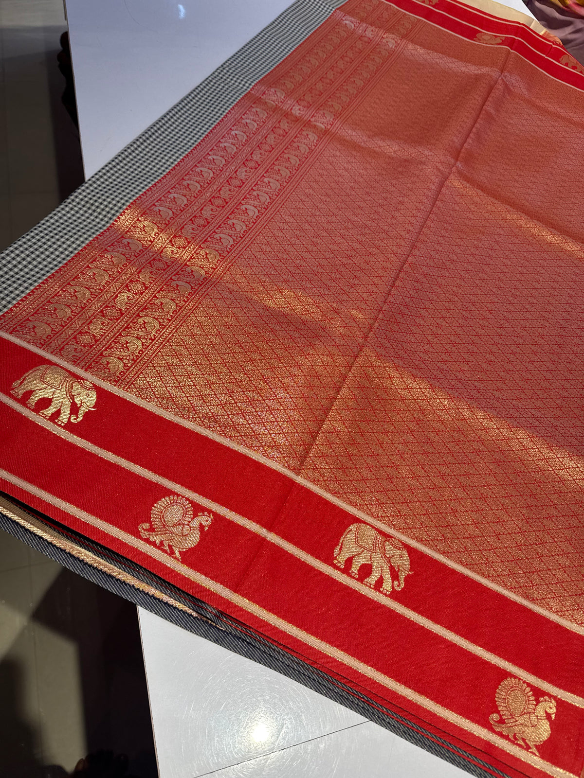 Vintage soft semi silk checks saree(SBSGVC11)