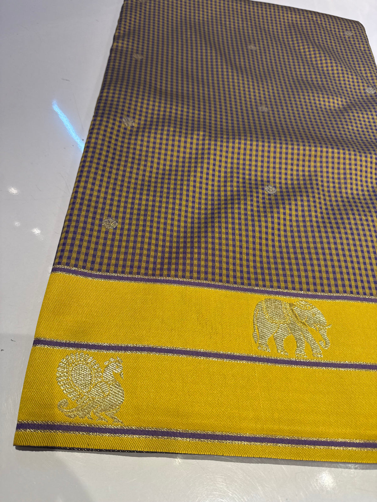 Vintage soft semi silk checks saree(SBSGVC11)