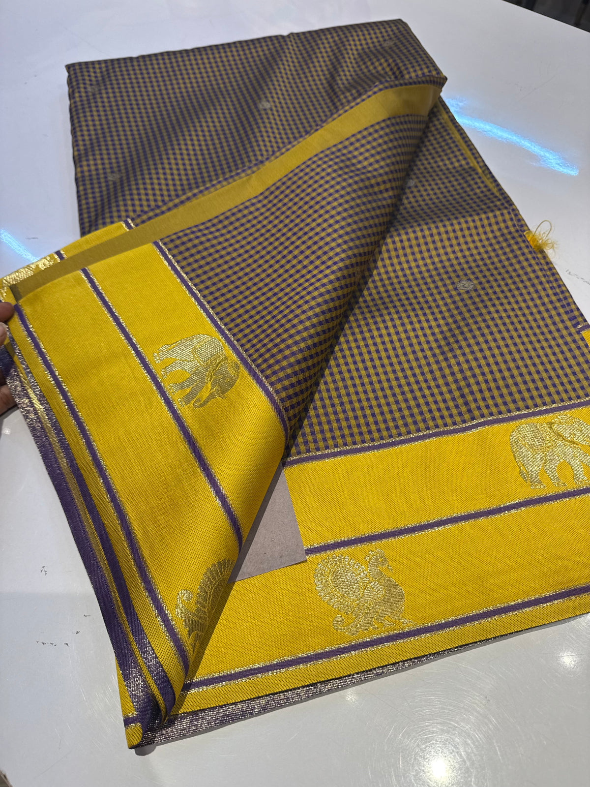 Vintage soft semi silk checks saree(SBSGVC11)