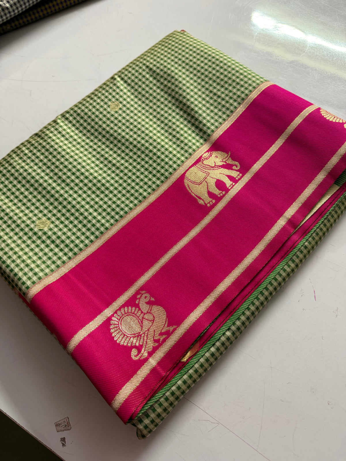 Vintage soft semi silk checks saree(SBSGVC11)