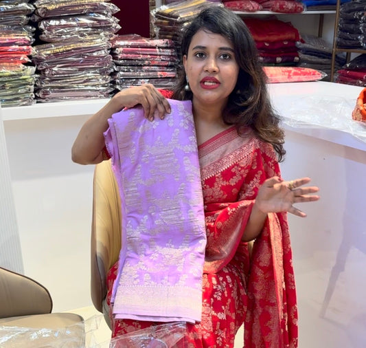 Lavender crushed Georgette Saree(lavender123)